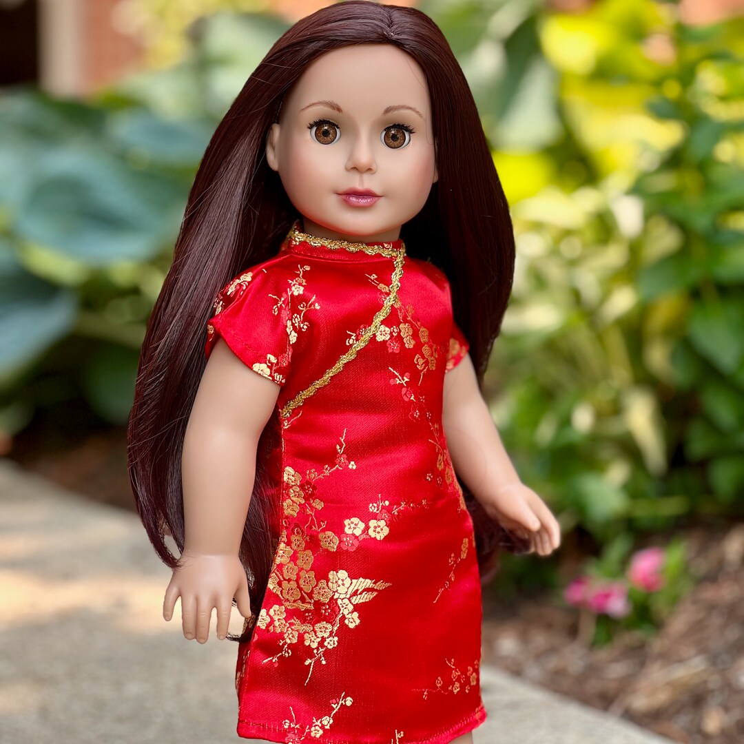 Asian Beauty - Clothes for 18 inch Doll - Asian Red and Gold Traditional Dress with Red Shoes (Doll Not Included) | MakerPlace by Michaels Asian Beauty - Clothes for 18 inch Doll - Asian Red and Gold Traditional Dress with Red Shoes (Doll Not Included) | MakerPlace by Michaels